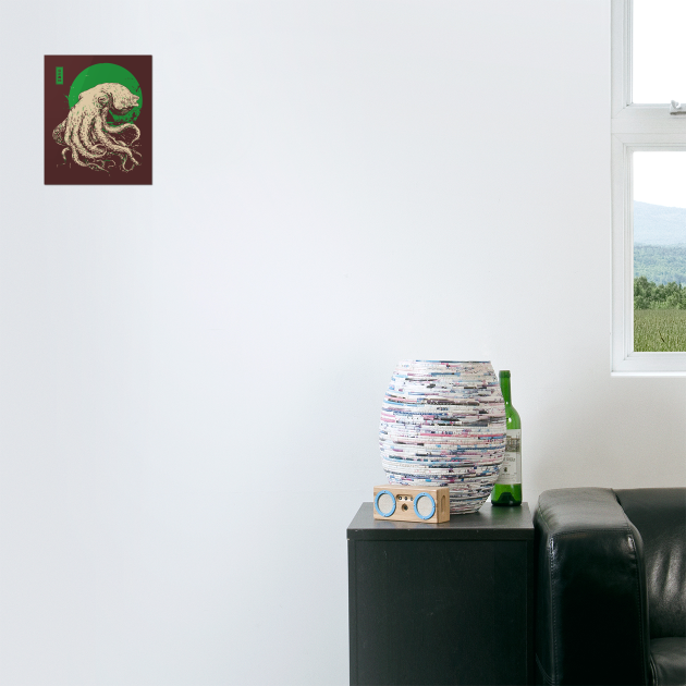 Emerald Octopus - Japanese Retro Sea Monster by TuncGK